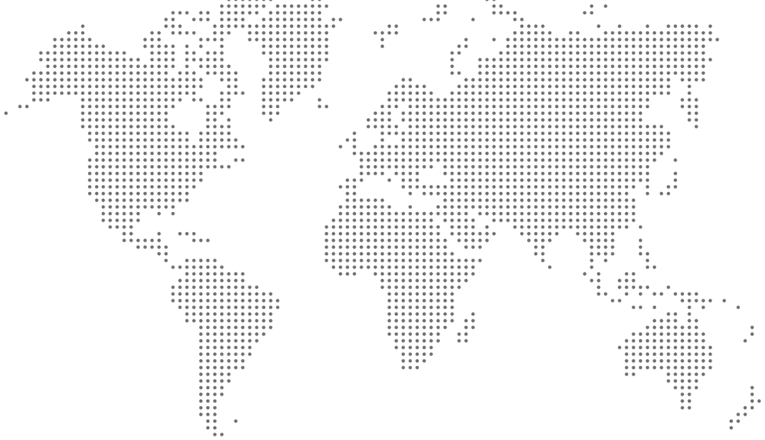 Dotted world map illustrating Ecostel's global manufacturing network